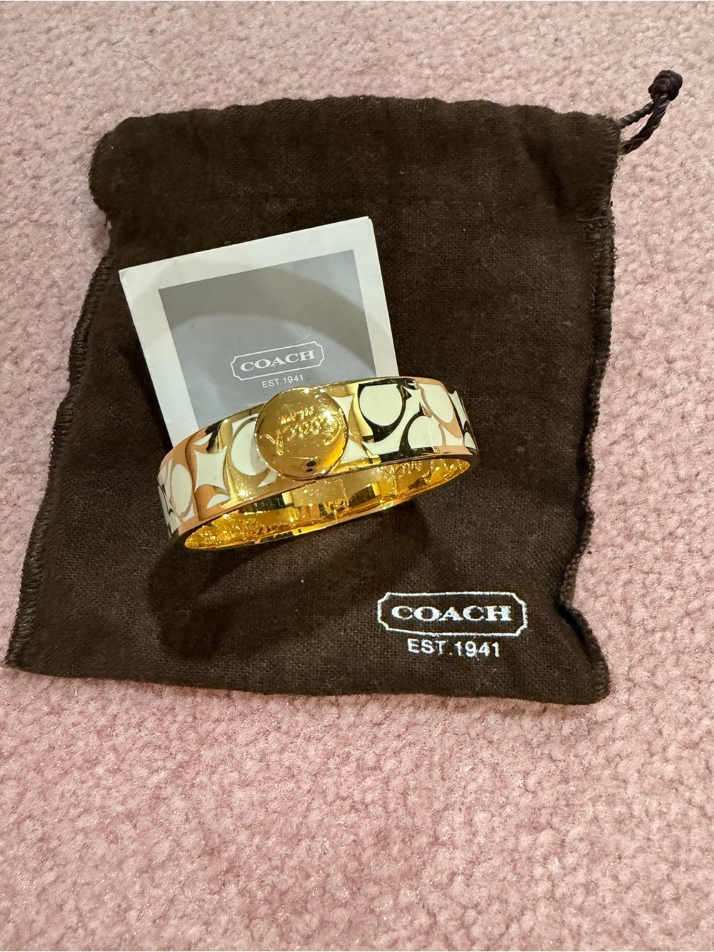 Coach Gold Tone Hinged Bangle Bracelet